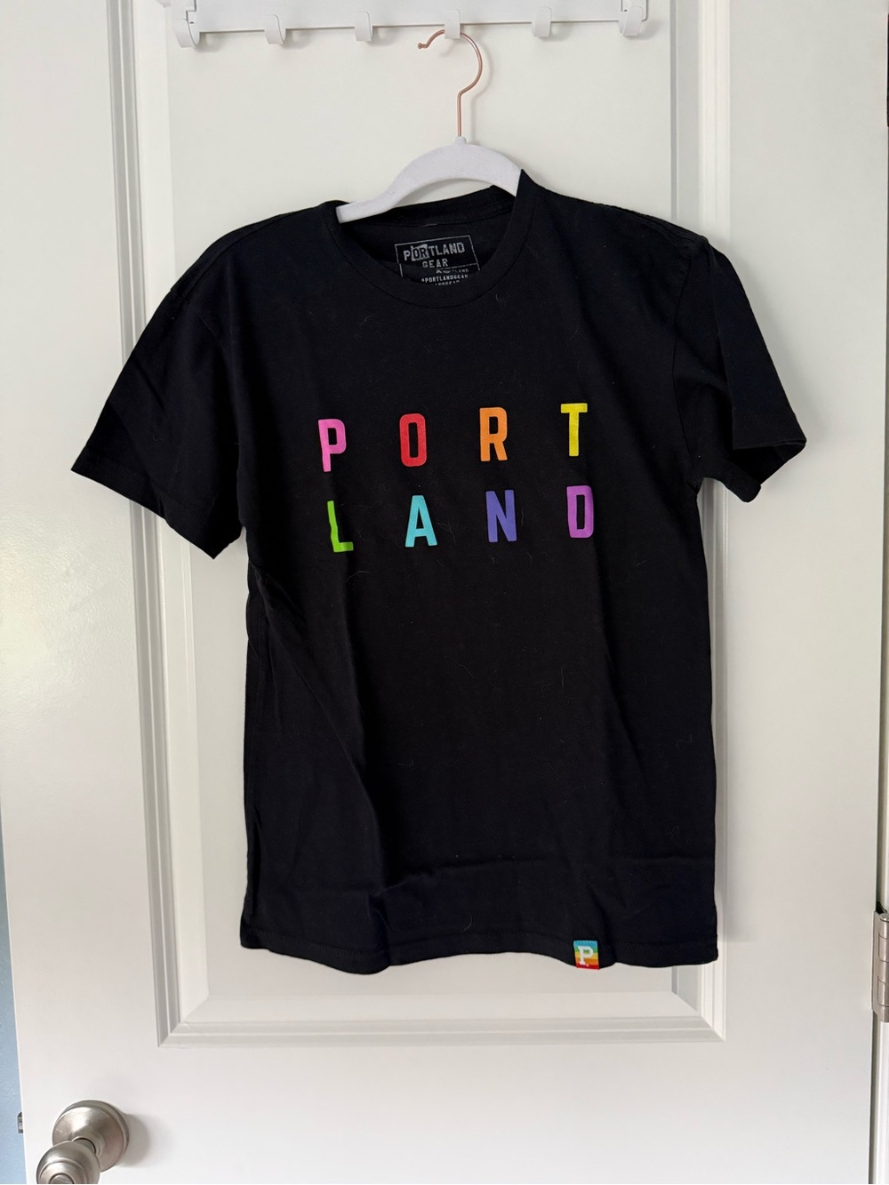 Portland Gear 'PORTLAND' Pride Rainbow Letter Tee